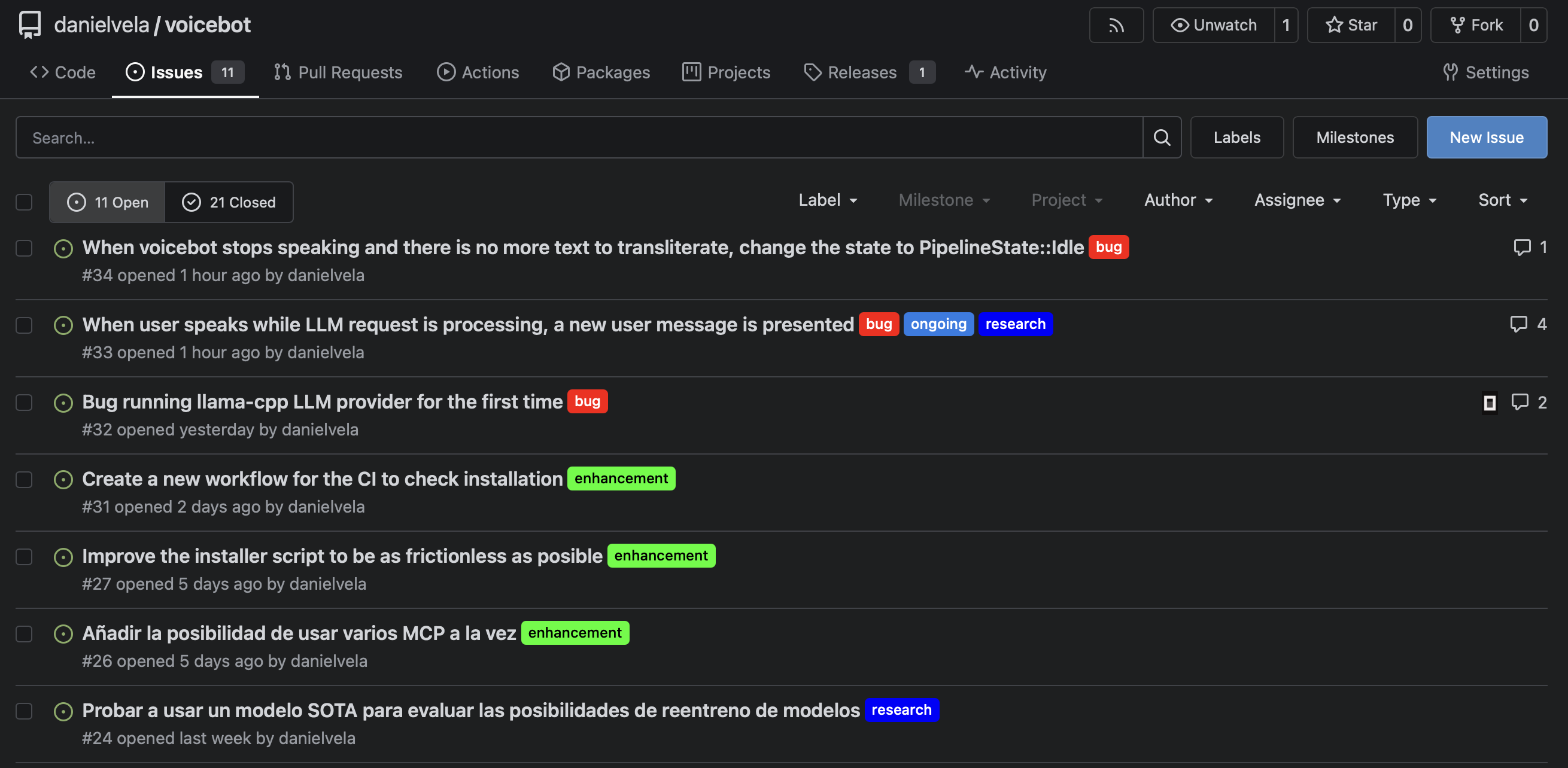 Gitea instance showing an issue list. The screenshot demonstrates how OpenCode can read issue details directly from your self-hosted Gitea through the MCP server, then implement fixes and commit them back.